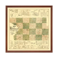 Old Map of Madison County, IL 1892 - Vintage Illinois Art