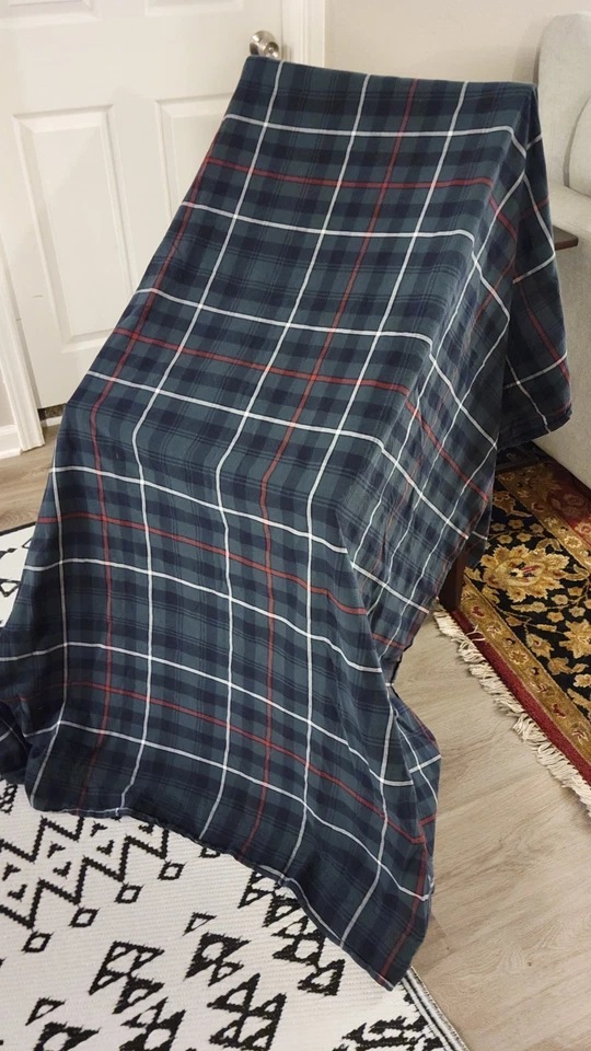 VTG Ralph Lauren Blue Label Full Size Flat and Fitted Bradley Tartan Green Plaid - Image 2 of 4