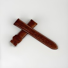 Jacques Lemans 20mm Genuine Ostrich Leather Watch Strap - Dark Brown