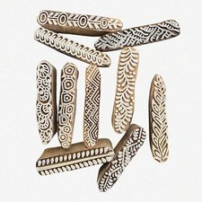 Set of 10 Wooden Stamps for Textile and Pottery Borders