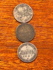 Lot of 3 German States Prussia 1 Silber Groschen silver coins 1825 - 1858