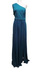 Adrianna Papell Womens Teal One Shoulder Maxi party Dress Size 14 blue