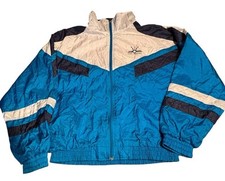 Vintage Jimmy Connors Tennis Warm Up Jacket Men s Medium Blue White Nylon Zip