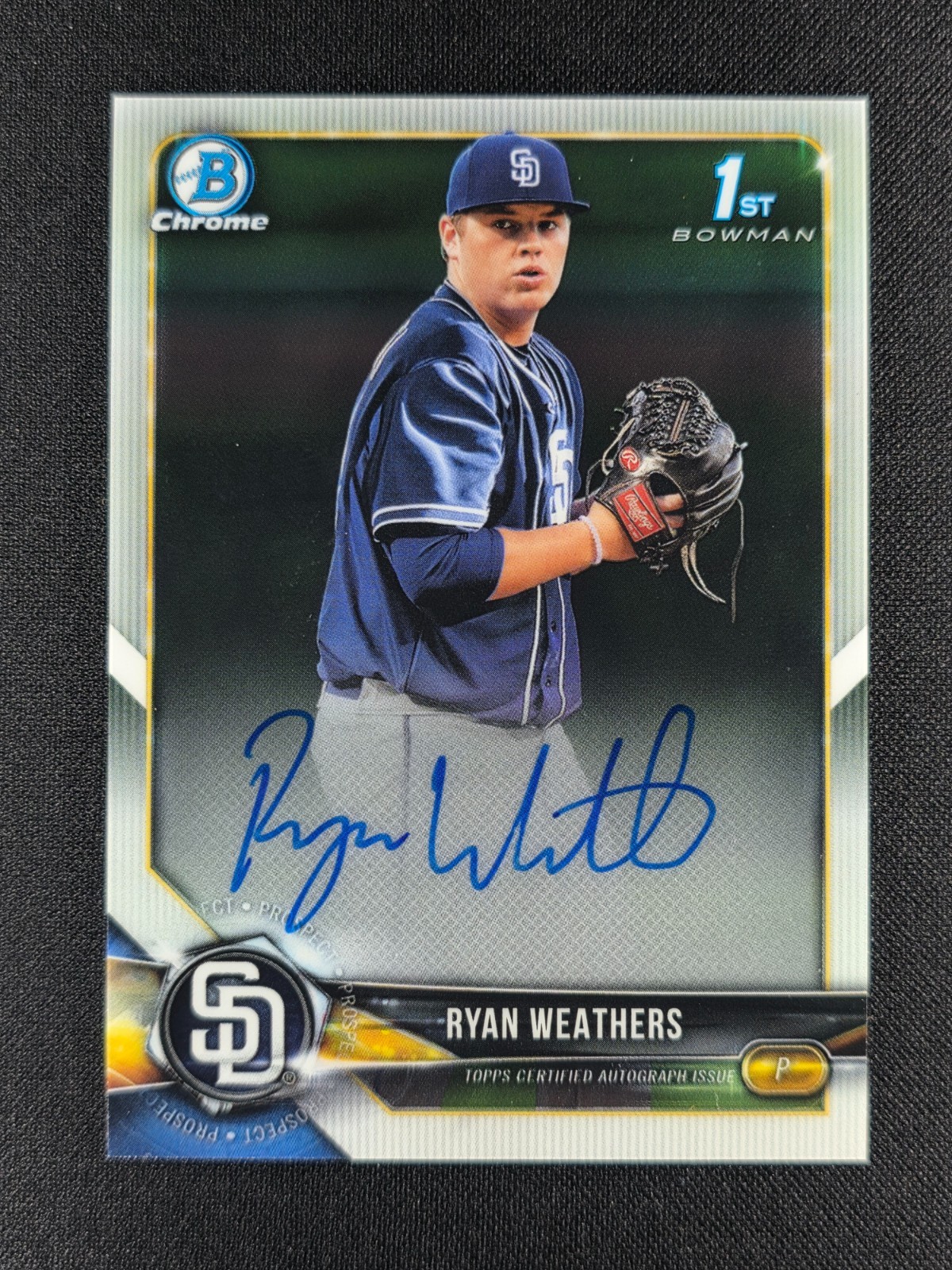Ryan Weathers 2018 Bowman Chrome Draft 1st Prospect AUTO PADRES YANKEES