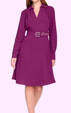 $134 Calvin Klein Women's A-Line Long-Sleeve Dress Size: 16 - Boysenberry