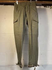 Pantalon lourd cargo laine armée suédoise 1940 WWII bretelles cuir pantalon bouton mouche