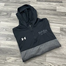 Under Armour HeatGear Hoodie Mens Large 1/4 Zip Black Gray MASH Performance L
