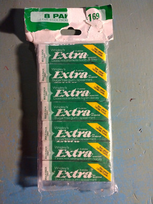 Rare Vintage Collectible 1983 Wrigley's Extra Spearmint Sugarfree Gum - 7 Packs