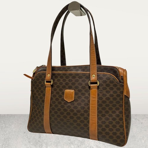 CELINE Macadam Handbag Boston Leather Brown Used From Japan