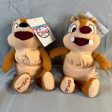 Disney Store Chip and Dale Bean Bag Plush Set Vintage 8 inch New with Tags