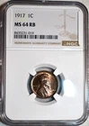NGC MS-64 RB 1917-P Lincoln Cent, Blazing, Red-Brown specimen.