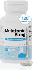 Melatonin 5 mg   120 Small, Easy-to-Swallow Softgels   Natural Sleep Supplem