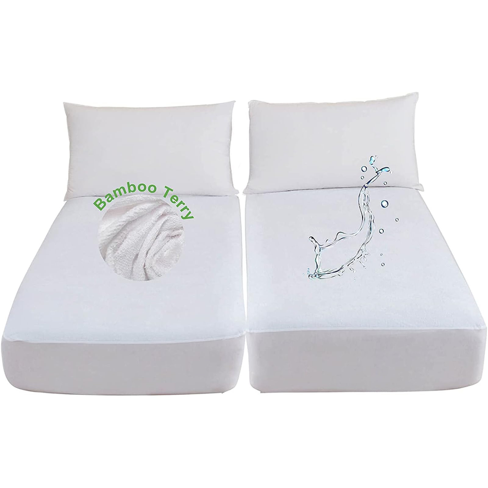 Kingnex Waterproof Split King Mattress Protector for Adjustable Beds Noiseles...