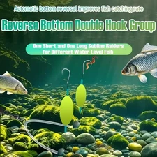 Double-Hook Reverse Bottom Rig, Small Fish Squid Swimming Bait Fishing Lures