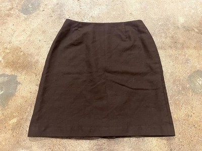 Vintage Amanda Smith Pure Wool A-Line Skirt Womens 12 Brown Business Workwear