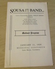 VTG 1926 Program~SOUSA and His BAND~John Philip Sousa CONDUCTING~Long Beach CA~