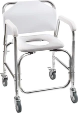 Rolling Shower Commode Chair with Locking Wheels, 250Lb Capacity – New
