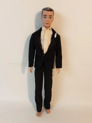 Vintage Mattel Ken Doll 1960s Painted Brown Brunette Hair Suit
