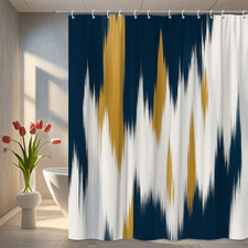Modern Navy and Gold Shower Curtain - Elegant Bathroom Decor