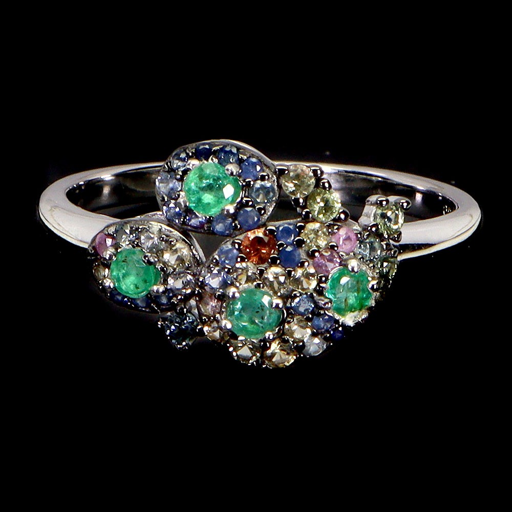 925 Sterling Silver Ring Round Emerald 2.5mm Sapphire Diamond Cut Gemstone Sz 8
