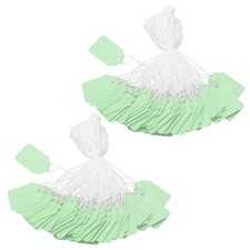 300Pcs, 1.38x0.87'' Price Tags with String Attached Blank Hang Tag Light Green
