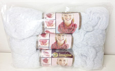 Lion Brand Imagine Yarn White Metallic Shimmer Acrylic Nylon Blend Lot of 3