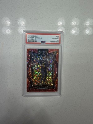Panini Select 2024 Jayden Daniels #26 Concourse Red Disco Prizm RC /49 PSA 10