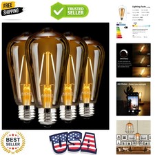 4-Pack Dimmable Edison Light Bulbs, 40W Equivalent Vintage Bulbs, 2200K-2400K...