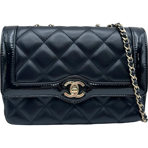 CHANEL Matelassé Mini Flap Bag Black Lambskin Shoulder Bag AS5048 #OKB6168