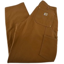 Carhartt B01 BRN Mens Loose Fit Double Front Work Pants Brown 34x32 Carpenter