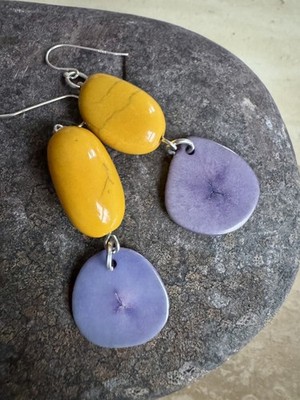 Tagua Nut umweltfreundliche Ohrringe mit Sterling Silber Ohr Drähten