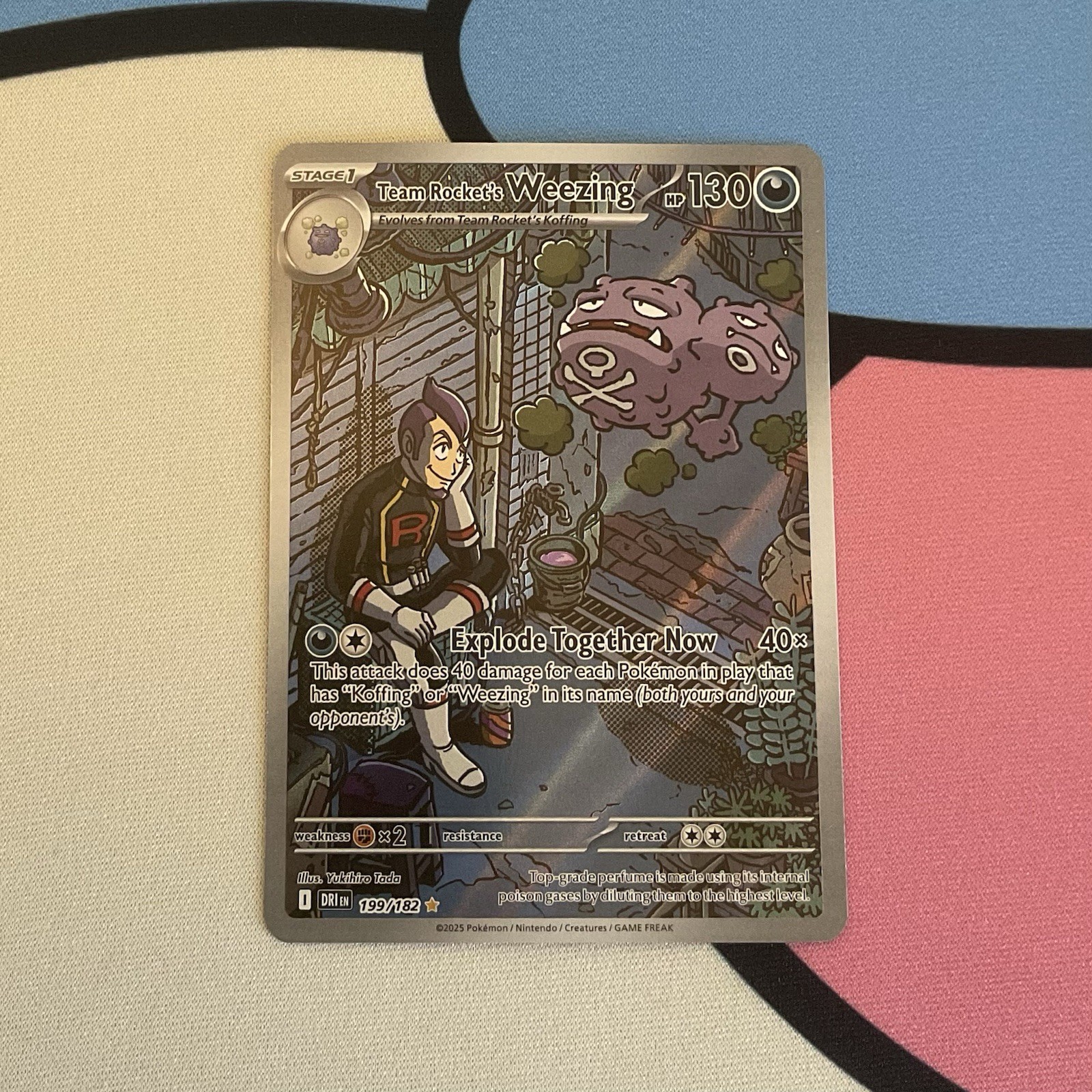 Team Rocket's Weezing 199/182 Illustration Rare Pokemon TCG Destined Rivals LP