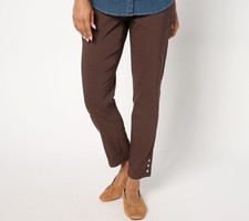 Denim  Co. Regular Signature Smart Stretch Ankle Pant Dark Chocolate L New