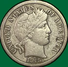 1915 Barber Dime Very Fine VF Coin #40520