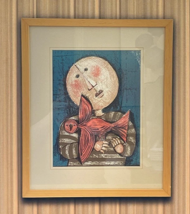 Litografía Original Enmarcada Vintage Graciela Rodo Boulanger PÁJARO ROJO EN BRAZOS Foto 2 de 4