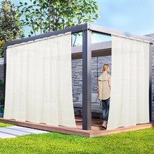 2 Panels Outdoor Sheer Curtains for Patio, Non-See-Through Ivory Privacy Curtain