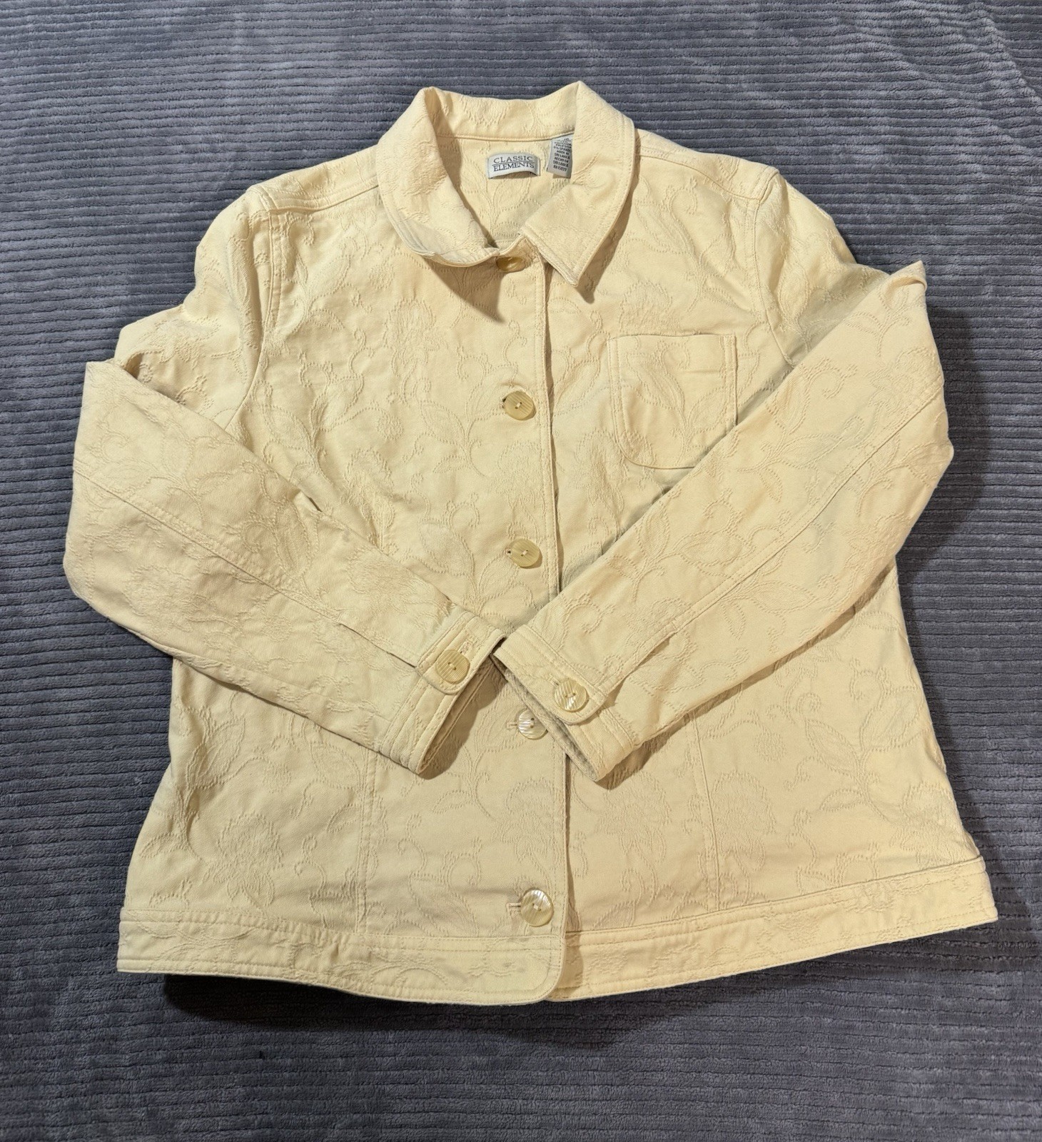 Vtg  Classic Elements Jacket Button Front Embosse… - image 1