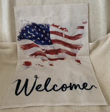 Patriotic American USA Welcome Double Sided Garden Flag 12x18 - NEW
