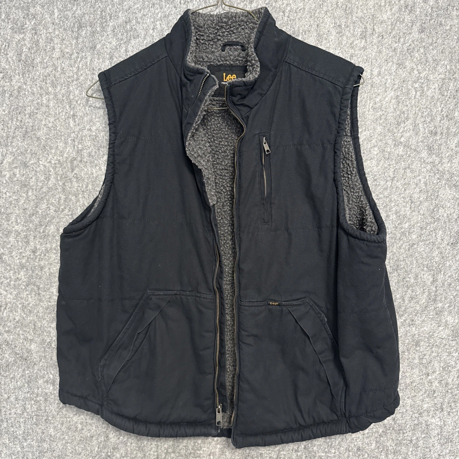 Lee Premium Select Vest Mens XL black Sherpa Lined Sleeveless Jacket Warm