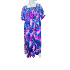 Vtg Muumuu Handmade Women's Dress Floral Dress 1 Sz L Purple Hawaii