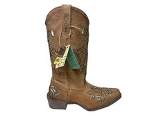 Roper Women Western Boot Belle Snip 09-021-0926-2675 Oiled Leather Tan Size 5 M