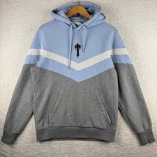 Trapstar Hoodie Mens Size M Blue Gray Colorblock Zip-Up Sweatshirt with Logo