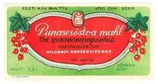 1955 USSR Russia Soviet Estonia RED CURRANT JUICE Bottle Label Communist Factory