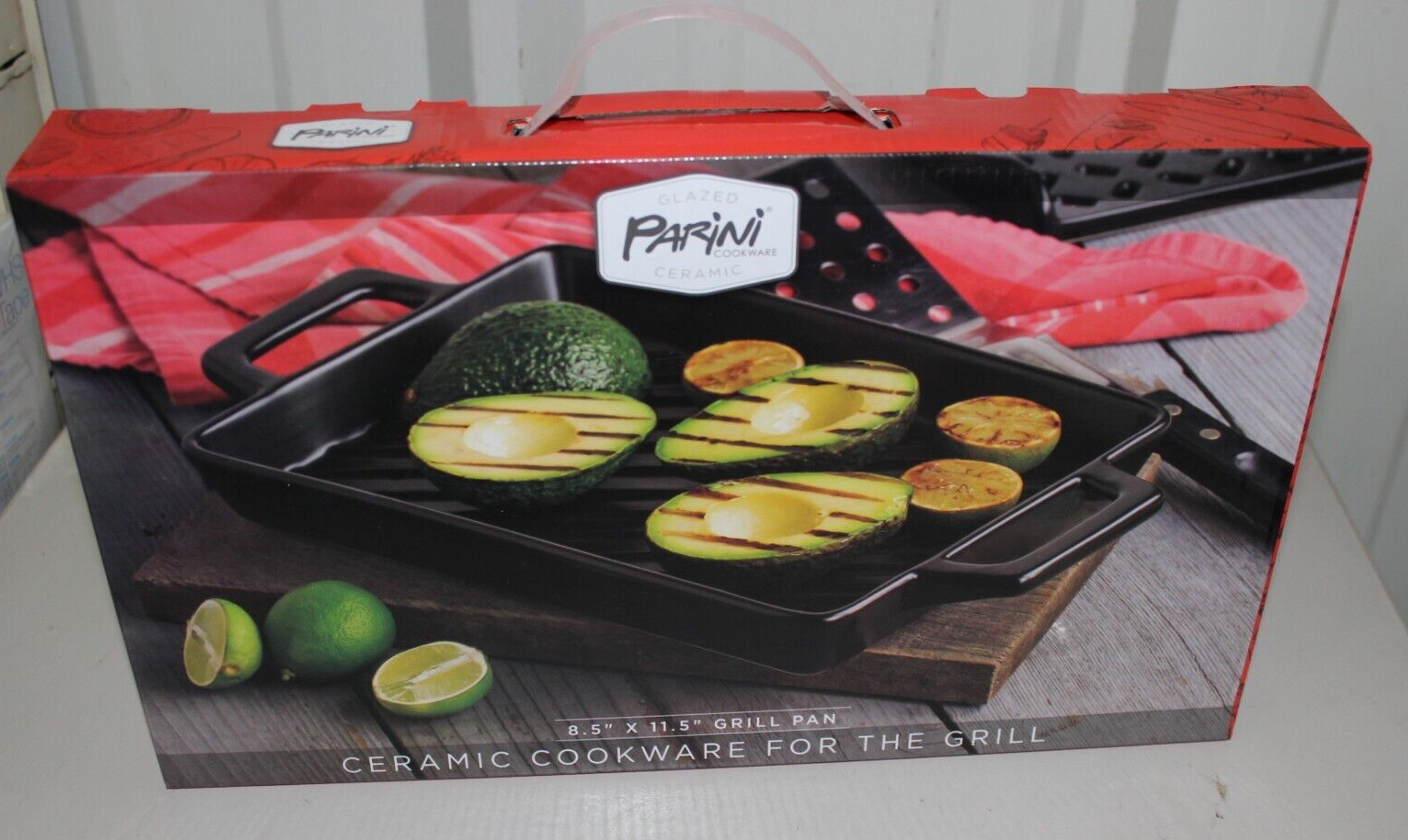 New in Box Parini Grill Pan Glazed Black Ceramic Cookware eBay