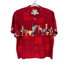 Vtg Paradise Found Mens SZ XL Red Shirt Top USA Made Cocktails Hawaiian Aloha