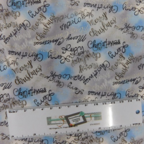 Patchwork Quilting Sewing Fabric Merry Christmas Holiday Words 50x55cm FQ New - Picture 2 of 4