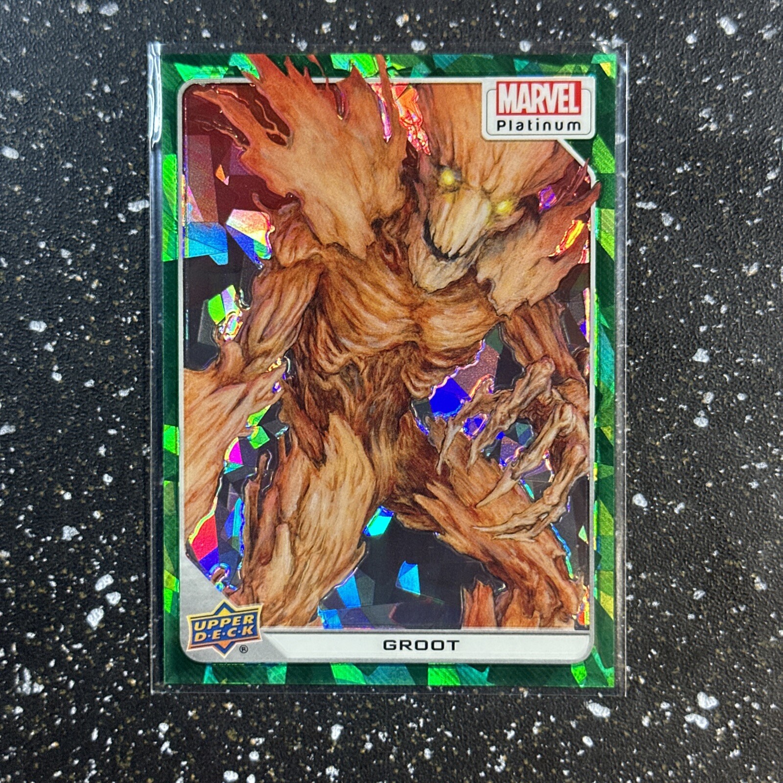 2023 Upper Deck Marvel Platinum Green Crackle /99 #37 Groot