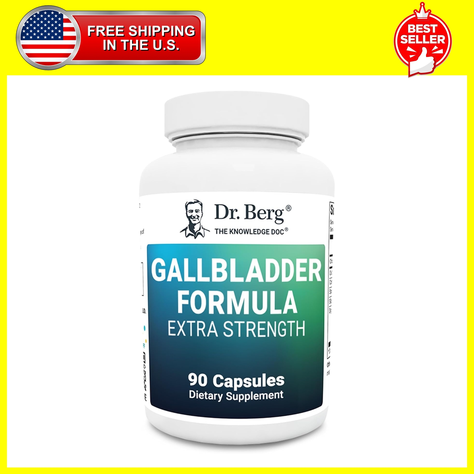 Dr. Berg Gallbladder Formula Extra Strength - Made w/Purified Bile Salts & Ox...