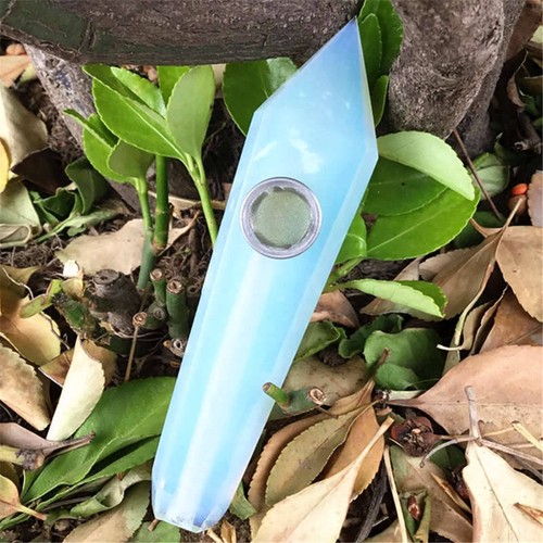 Pipa de cuarzo natural de ópalo blanco para fumar varita con punta de cristal obelisco piedra curativa - Imagen 17 de 18