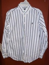 Ralph Lauren Boy's Striped Polo Button Up Dress Shirt Pony Logo Top 12 14 Yrs